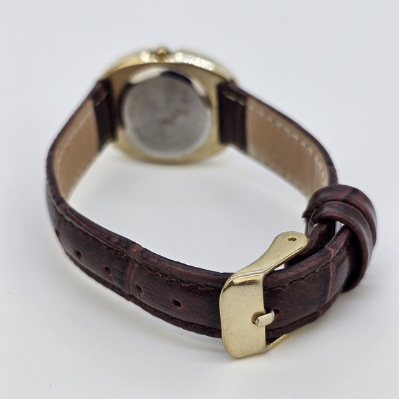 26MM Women's Watch MOP White Dial Brown Leather Bands New Battery - Picture 8 of 14